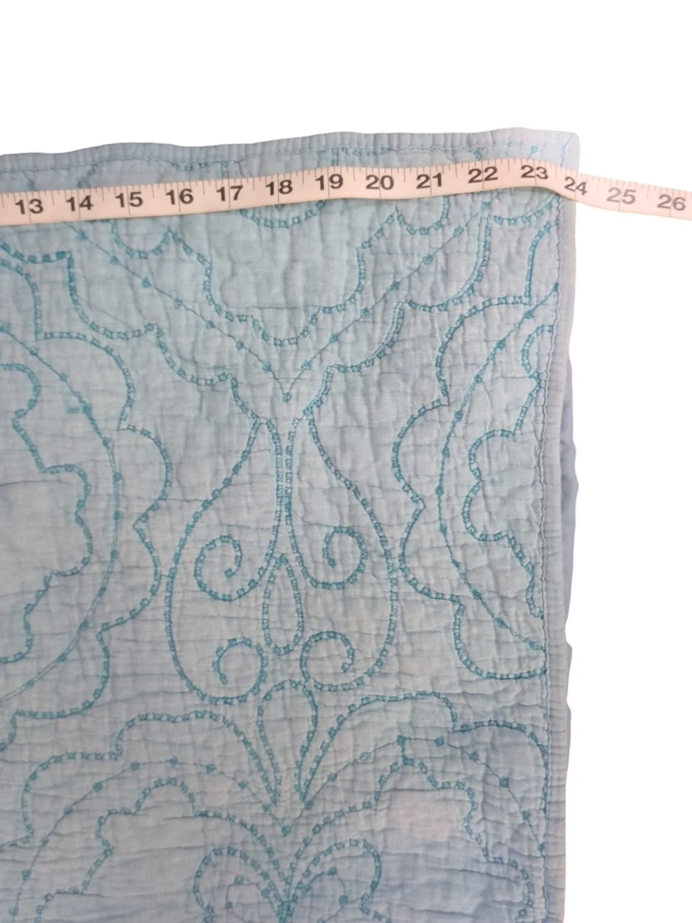 Vintage French Antik Batik Quilted Pillow Shams Pair Blue Cotton Standard Boho